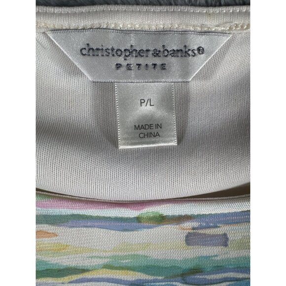 Christopher & Banks Petite Sleeveless Multicolor Striped Tank Top P/L Polyester - Picture 5 of 6